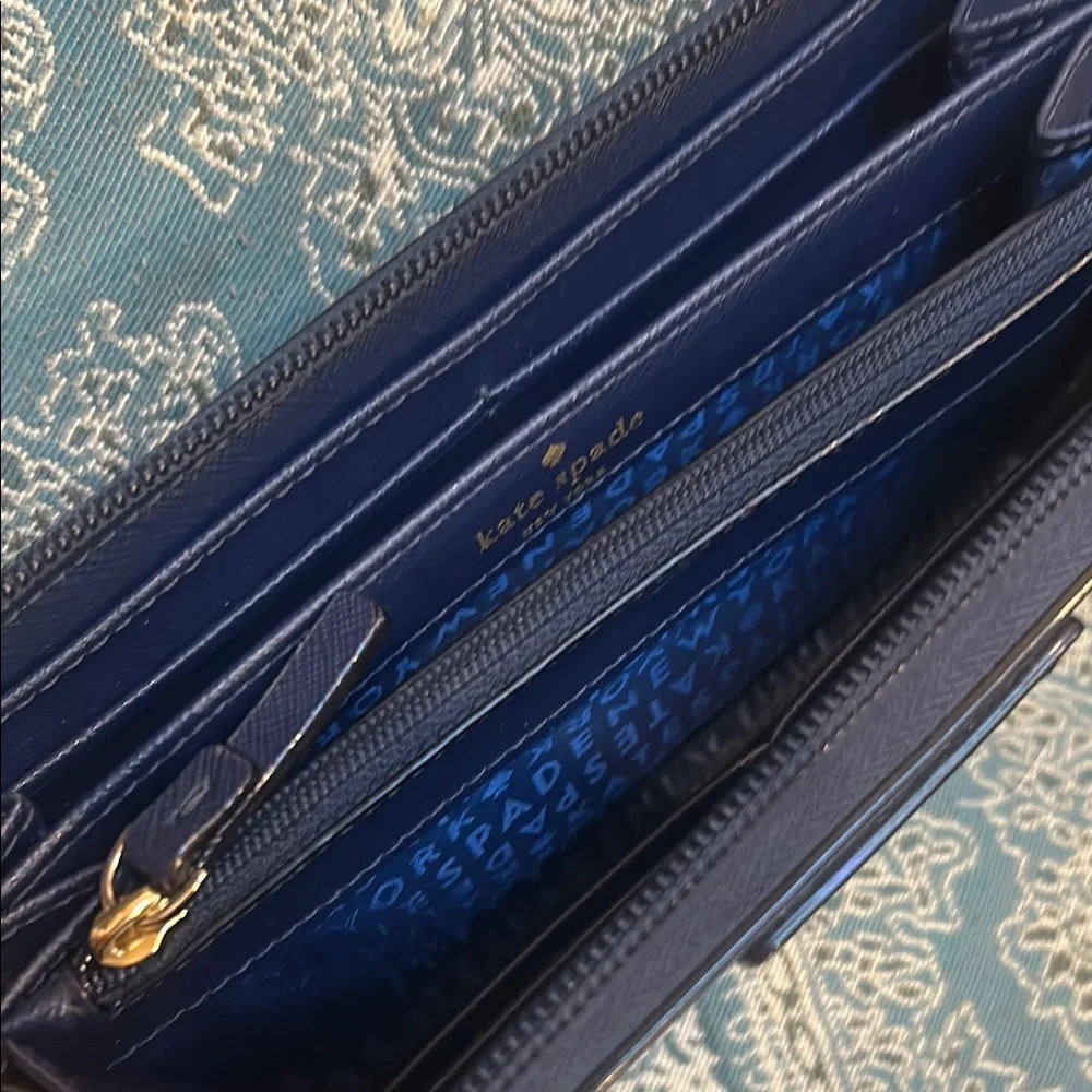 Kate Spade Midnight Blue Wallet with Glitter Polka Dot Accents